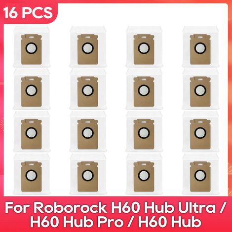 (16 pièces) Convient pour les aspirateurs Roborock H60 Hub Ultra / H60 Hub Pro / H60 Hub : sac à poussière, filtre et accessoires de rechange (1/4)