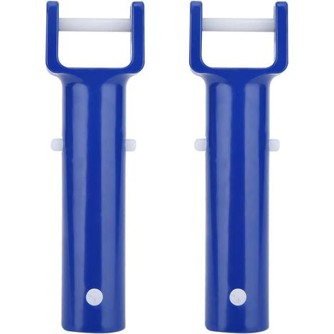 CCYKXA Pool Clip Handle, 2Pcs Blue Swimming Pool V Shape Clip Brush Head Replacement Handle Pool Accessories