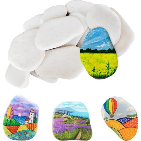 18 Pcs Galets a Peindre, 5-8 cm Blanc Plats à Peindre, Creative Pebble, Pierres Décoratives Pierre Naturelle Galets Lisses pour Décoration de Jardin, Décoration de Aquarium (1/5)