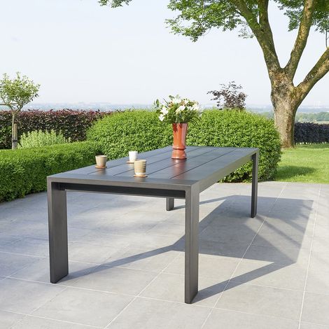 Table de jardin en aluminium noir 8 places