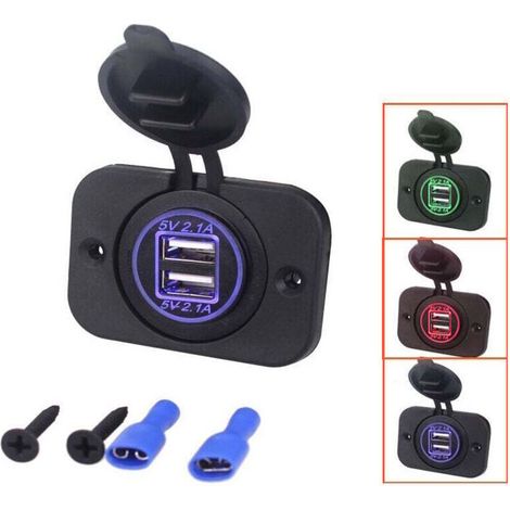12/24 Volt 2.1 A 5 Volt Flush-Mounted Dual USB Socket for Caravans, Campers, Cars, Boats, Trucks