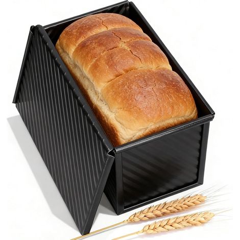 Stampo da forno - Teglia per pane - Stampo per pane con coperchio - Capacità impasto 1 kg (2,2 libbre) - Nero