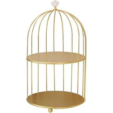 Étagère cosmétique en forme de cage à oiseaux, idéale pour les cosmétiques de bureau, les cupcakes, les flacons de parfum, les produits de soin et les desserts. (1/4)