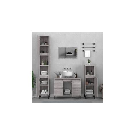 Ensemble de meubles de salle de bain 3 pcs Sonoma gris (1/5)