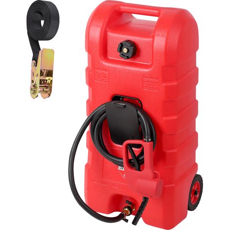 15 Gallon Fuel Caddy Tank on Wheels - Siphon Pump - 10 ft Delivery Hose - Portable Transfer for Gasoline/fuel injector/Kerosene/Water for Cars, Trucks, Mowers, ATVs & Boats - Red (1/5)