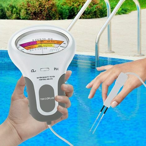Analizzatore di qualità dell'acqua, tester digitale per cloro e pH Cl2 per piscine, analizzatore di qualità dell'acqua termale con sonda per piscine o spa di dimensioni domestiche, 1 batteria alcalina