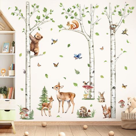 Sticker Muraux Enfant Arbre Autocollant Mural Animaux Forêt (XL) (1/5)