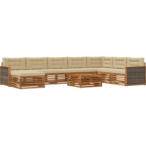 Set di divani da esterno 9 pz Naturale e Beige vidaXL (1/5)