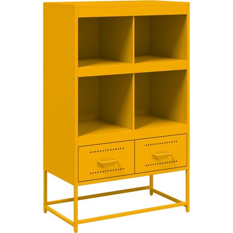 Credenza buffet cassettiera mobile contenitore organizer cucina soggiorno soggiorno alto giallo senape 68 x 39 x 111,5 cm acciaio Giallo 020034737