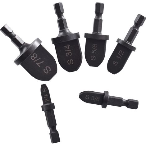 Lot de 6 forets évasoirs pour tube, acier carbone, queue hexagonale, outil d'évasement pour tuyau cuivre climatisation (1/5)