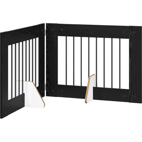 vidaXL Cancello per cani pieghevole con supporti 2 pz Rovere Nero