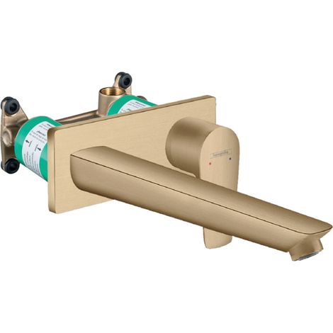 Hansgrohe Set Talis E Mitigeur de lavabo encastré mural Bronze brossé + Bonde à écoulement libre + Corps d'encastrement