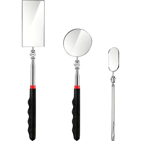 Set di 3 specchi a 360°, specchio telescopico, specchio di ispezione telescopico, impugnatura antiscivolo, maniglie estensibili per l'ispezione di veicoli e per meccanici. (1/4)