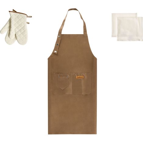 Conjunto de textiles de cocina delantal guantes de horno paños de cocina marrón Daucus (1/5)