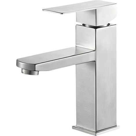 Bathroom Faucet Square Basin Mixer Tap Hot and Cold Water Tap Stainless Steel Bathroom Faucet (with 60cm Inlet Pipe) MUMU
