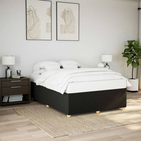 Cadre de lit 160 x 200 cm avec sommier à lattes en tissu polyester noir, sans matelas, 52kg - PANGIVO (1/5)