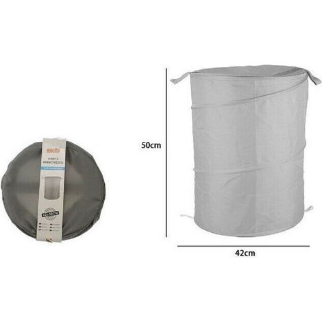 TrAdE Shop Traesio - Cesto Contenitore Porta Biancheria Bucato Giochi Pieghevole 42x50cm Grigio 79855 -