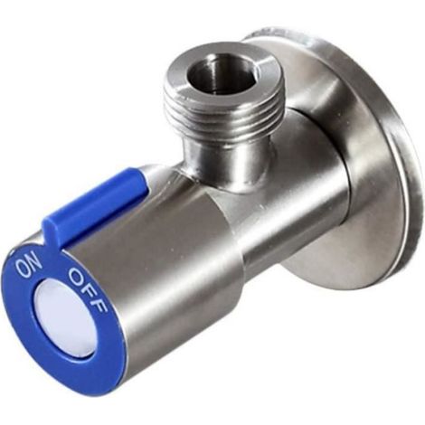 Valve d'angle - Acier inoxydable - Sans plomb - Couleur bleu - Pour salle de bain et cuisine (1/4)
