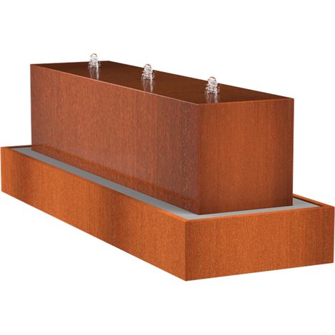 Adezz Wasserblock Corten-Stahl 300x70x70 cm Rost Wasserspiel mit Pumpe und LED