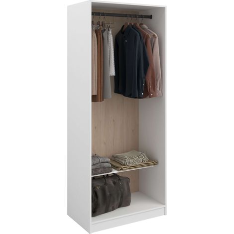 Vestidor Modulix Flexa de Dormitorio en color Blanco Mate y Roble Jackson con 1 Estante y 1 Barra 83x200x50 cm (1/5)