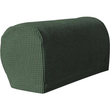 Lot de 2 housses extensibles pour bras de fauteuil en tissu stretch doux - Vert armée (1/5)