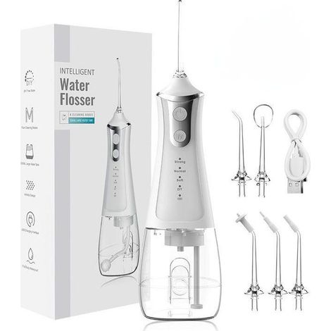 Munddusche – Kabellos – 10 Druckstufen – 300 ml Wassertank – IP X7 wasserdicht – Für Zahnspangenträger und empfindliches Zahnfleisch – Ideal für unterwegs – 1 Stück (1/5)