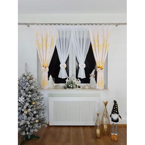 Set di tende natalizie con drappeggi 400x155 cm (1/5)