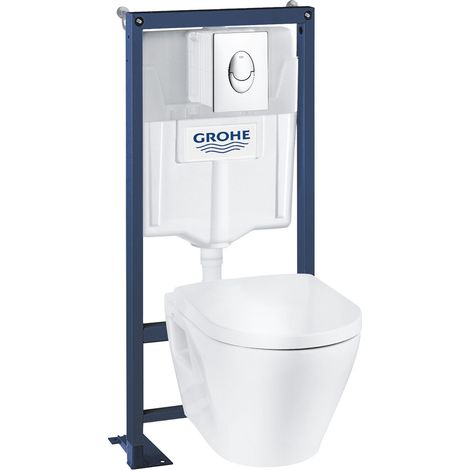 Grohe – Pack WC suspendu sans bride – Châssis acier époxy – Réservoir 6-9L avec mécanisme pneumatique – Cuvette céramique blanche – 39595000 (1/5)