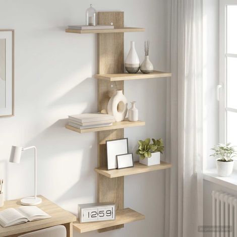 vidaXL Mensola a muro flottante Rovere Sonoma 48,5 x 15 x 101 cm
