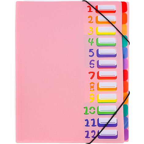 Classeur de documents A4 multicouches, 12 compartiments arc-en-ciel, fournitures de bureau, agenda (1/5)