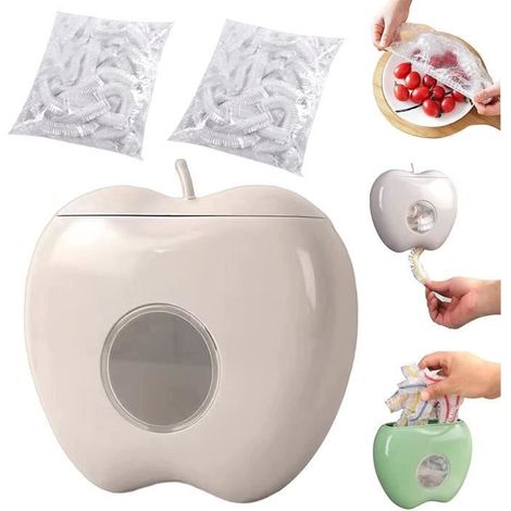 Boîte de Rangement pour Film Plastique, avec 100/200 Pcs Sacs Élastiques de Conservation Frais, Sacs de Nourriture Étanches, (1/4)