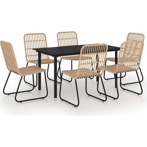 Maison Exclusive - Set da Pranzo da Giardino 7 pz in Polyrattan e Vetro (1/5)