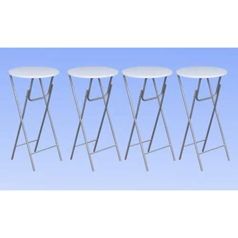 Table de bar,Table de Cuisine,Table Haute 4 pcs avec dessus de table en MDF Blanc CFW541318 (1/5)