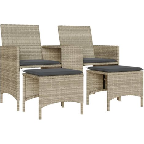 Maison Exclusive - Divano Giardino 2Posti Tavolo Sgabelli Grigio Chiaro Polyrattan