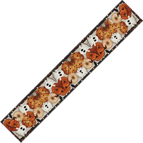 Nappe de table pour fête d'horreur, décorations d'Halloween, motifs de citrouilles et de fantômes, tissu imperméable, centre de table multicolore (1/5)