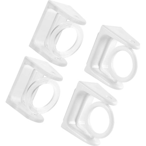 PRETYZOOM Lot de 4 supports de tringle à rideau de douche transparents avec support de barre de tension rotatif et adhésif sans perçage (1/5)