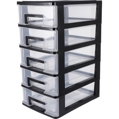 Armoire de rangement multifonctionnelle à cinq niveaux, type tiroir, portable, anti-poussière, pour divers objets (1/5)