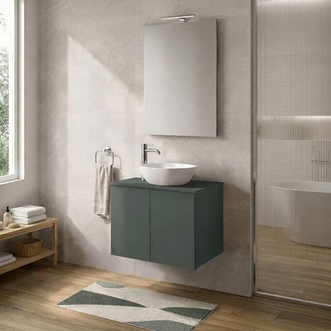Mobile bagno sospeso 60 cm verde portalavabo due ante Tierra (1/5)
