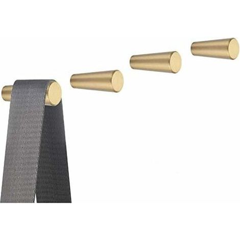 Crochets Mural en Laiton Brossé, 45 mm x 15 mm, Crochets Porte-serviettes Manteau Dorés pour Salle de Bain, Porte-patères, Cintres Serviette (Conique 4 PCS)