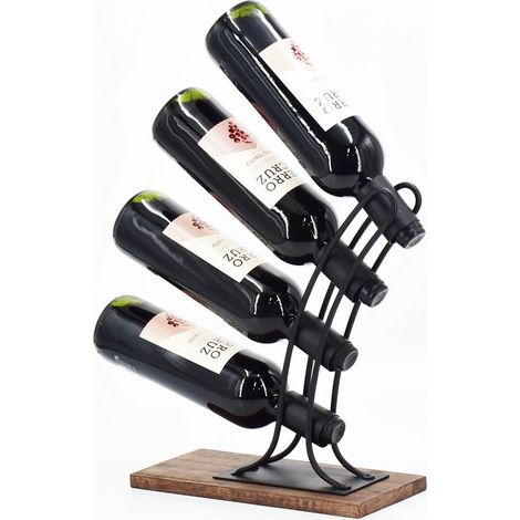 32cm Wine Rack - Metal/Wood - L32 x W12 x H32 cm