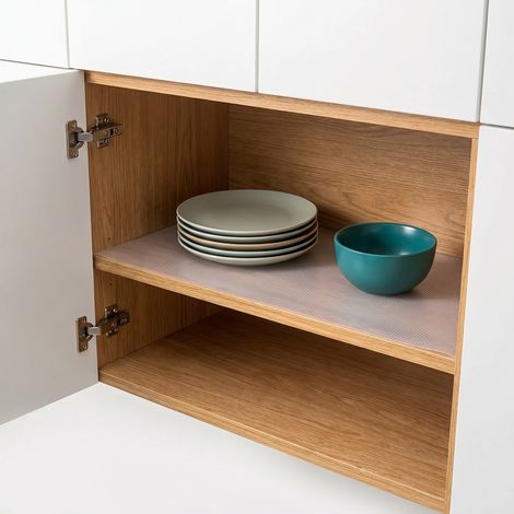 Randaco Set di 3 tappetini antiscivolo per cassetti e scaffali, facili da tagliare, 50×150 cm, bianco trasparente