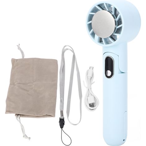 Ventilador portátil de bolsillo azul, 5 velocidades ajustables, carga USB. (1/5)