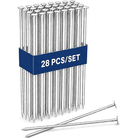 28 Pièces Piquets de Jardin en Acier Galvanisé 20cm (1/5)