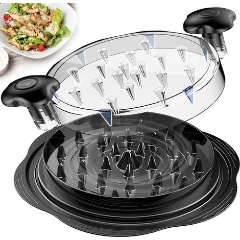 Grande râpe à poulet, outil pour râper les blancs de poulet avec fonction rotative, brosse et fourchette, antidérapante, sans BPA, convient pour le porc, le bœuf et le poulet (1/5)
