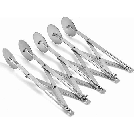 Couteau à pizza à 5 roues en acier inoxydable avec coupe-pâte réglable et diviseur de pâte pour pâtisserie, pizza, pâtes, gâteaux et biscuits - Outil de cuisine et de pâtisserie
