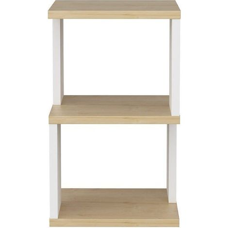 Etagère 2 niches 29x29x49 cm blanche et naturel - LOVYK (1/5)