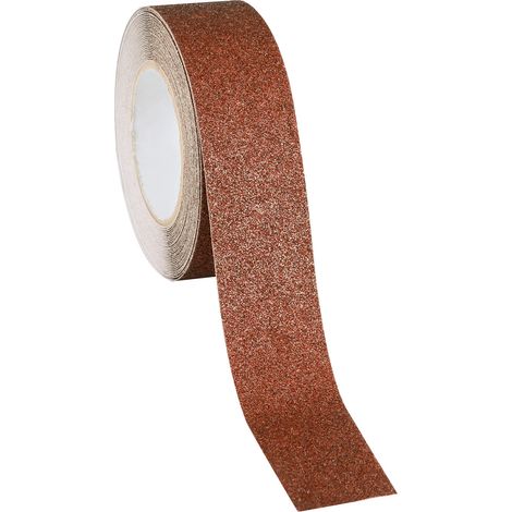 Cinta antideslizante - 100 mm x 10 metros, fuerte adherencia e impermeable, apta para escaleras y baldosas (marrón, 1 rollo). (1/5)