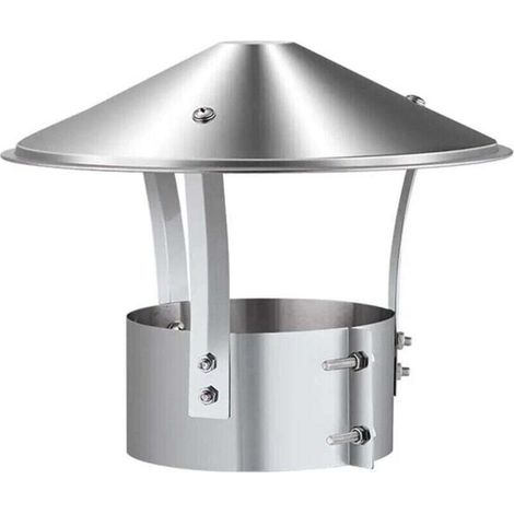 Chapeau de cheminée, échappement en acier inoxydable, tuyau d'échappement, cheminée extérieure (argent brillant)