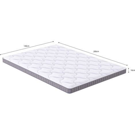 Matelas 140x200x10 cm 7 zones à ressorts ensachés, pour canapé-lit, blanc DESVIAE (1/5)