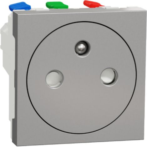 prise de courant - 2p+t - affleurante - bornes auto - alu - schneider electric nu305230 (1/7)
